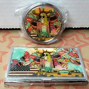 Nicole Lee Business Card Holder and Large Pill Case NWT